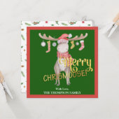 Merry ChrisMoose Waterverf kerst Kaart (Voorkant / Achterkant in situ)