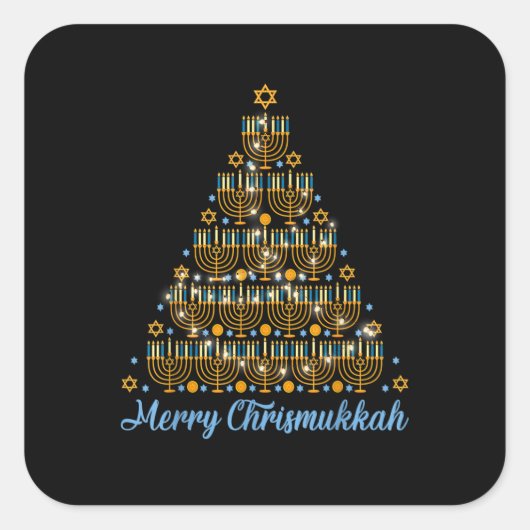 Merry Chrismukkah 2022 Happy Hanukkah Christmas Tr Vierkante Sticker (Voorkant)