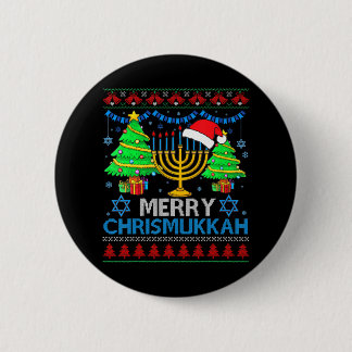 Merry Chrismukkah 2022 Happy Hanukkah Kerstmis Ronde Button 5,7 Cm