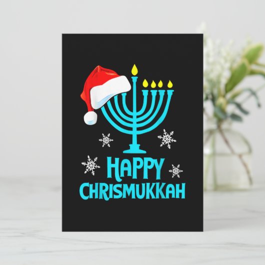 Merry Chrismukkah 2022 Happy Hanukkah kerstmis Sa Feestdagenkaart (Staand voorkant)