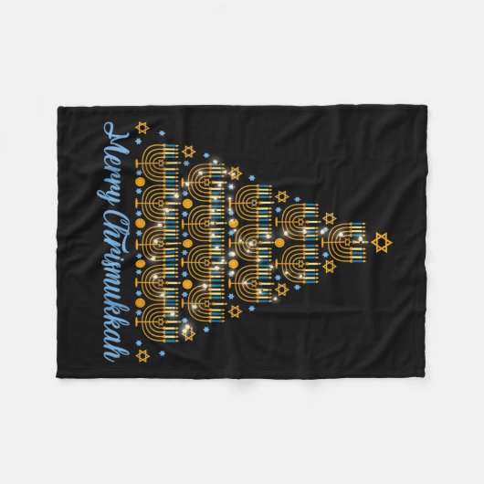 Merry Chrismukkah 2022 Happy Hanukkah Kerstmis Tr Fleece Deken (Voorkant (Horizontaal))