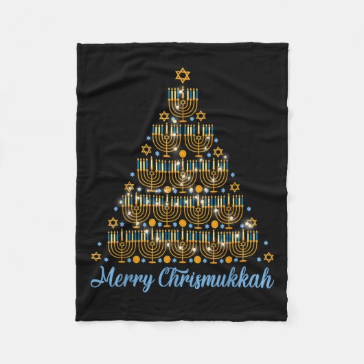 Merry Chrismukkah 2022 Happy Hanukkah Kerstmis Tr Fleece Deken (Voorkant)