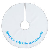 Merry Chrismukkah Blue en White Tree Skirt Kerstboom Rok (Voorkant)