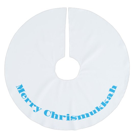 Merry Chrismukkah Blue en White Tree Skirt Kerstboom Rok (Voorkant)