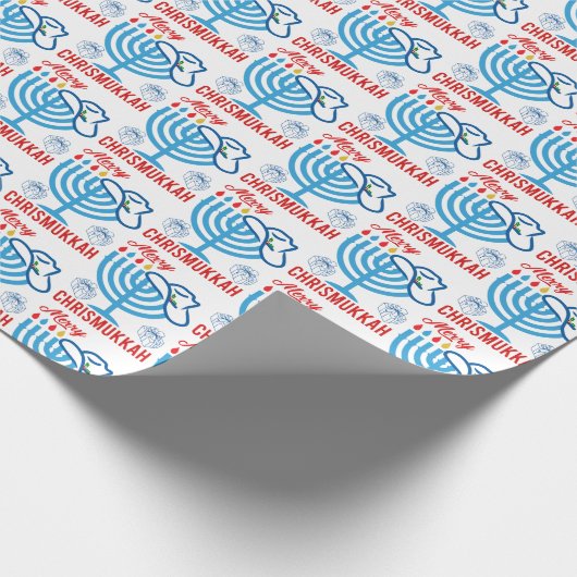 Merry Chrismukkah Cowboy Pet en Menorah Cadeaupapier (Hoek)