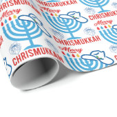 Merry Chrismukkah Cowboy Pet en Menorah Cadeaupapier (Rol Hoek)