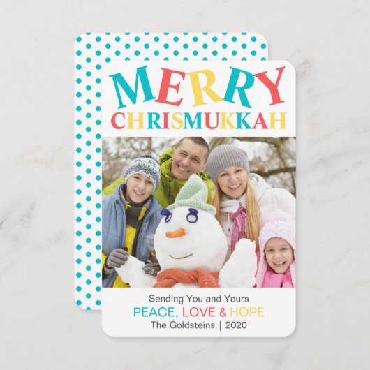 Merry Chrismukkah Foto Peace, Love & Hope Custom (Voorkant / Achterkant)