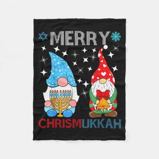 Merry Chrismukkah Funny Gnomes Christmas And Hanuk Fleece Deken (Voorkant)