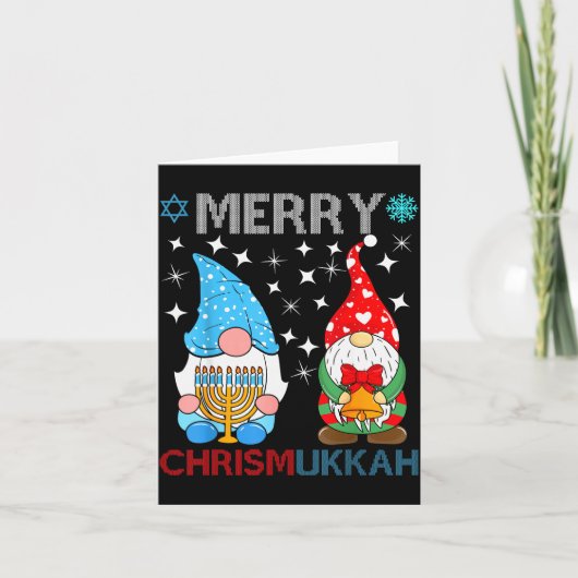 Merry Chrismukkah Funny Gnomes Christmas And Hanuk Kaart (Voorkant)