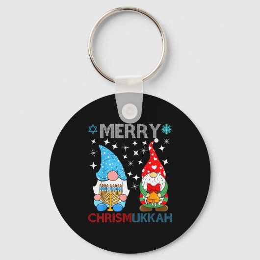 Merry Chrismukkah Funny Gnomes Christmas And Hanuk Sleutelhanger (Voorkant)