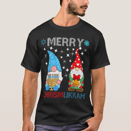 Merry Chrismukkah Funny Gnomes Christmas And Hanuk T-shirt (Voorkant)