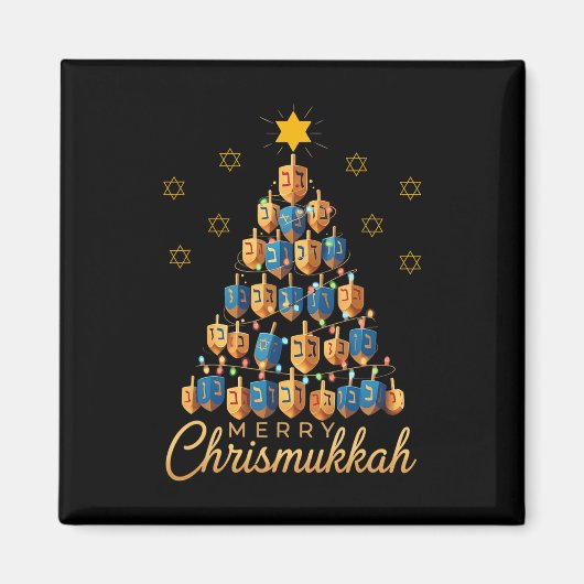 Merry Chrismukkah Happy Chanukkah Dreidel Christma Magneet (Voorkant)