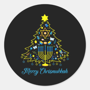 Merry Chrismukkah Happy Christmas Chanoeka 2 Ronde Sticker