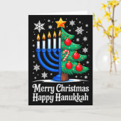 Merry Chrismukkah Happy Christmas Hanukkah Matchin Kaart (Gele Bloem)