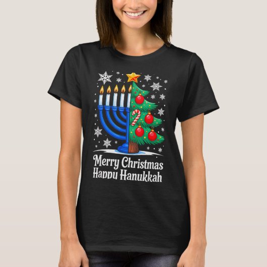 Merry Chrismukkah Happy Christmas Hanukkah Matchin T-shirt (Voorkant)