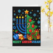 Merry Chrismukkah Happy Christmas Hanukkah Pajama  Kaart (Gele Bloem)