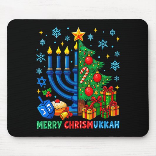 Merry Chrismukkah Happy Christmas Hanukkah Pajama Muismat (Voorkant)