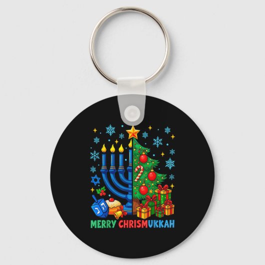 Merry Chrismukkah Happy Christmas Hanukkah Pajama  Sleutelhanger (Voorkant)