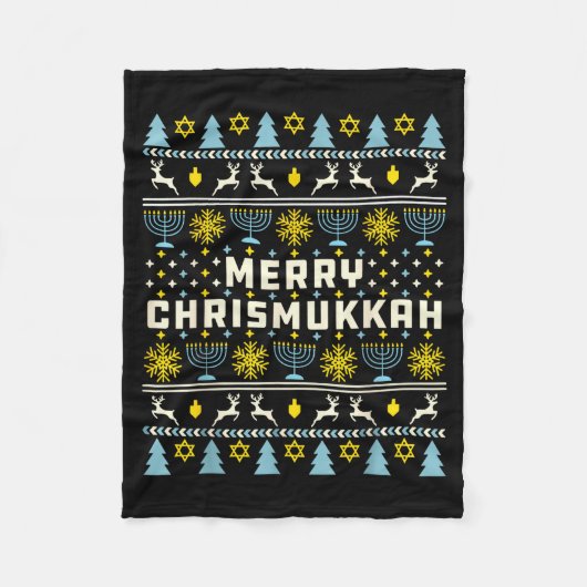 Merry Chrismukkah Happy Hanukkah Jew Ugly Christma Fleece Deken (Voorkant)