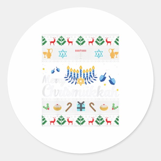 Merry Chrismukkah Happy Hanukkah plus M Ronde Sticker (Voorkant)