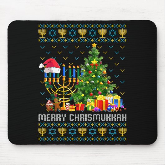 Merry Chrismukkah Happy Hanukkah Ugly Sweater Fami Muismat (Voorkant)