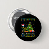Merry Chrismukkah Happy Hanukkah Ugly Sweater Fami Ronde Button 5,7 Cm (Voorkant /achterkant)