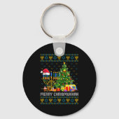 Merry Chrismukkah Happy Hanukkah Ugly Sweater Fami Sleutelhanger (Voorkant)