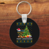 Merry Chrismukkah Happy Hanukkah Ugly Sweater Fami Sleutelhanger (Voorkant)