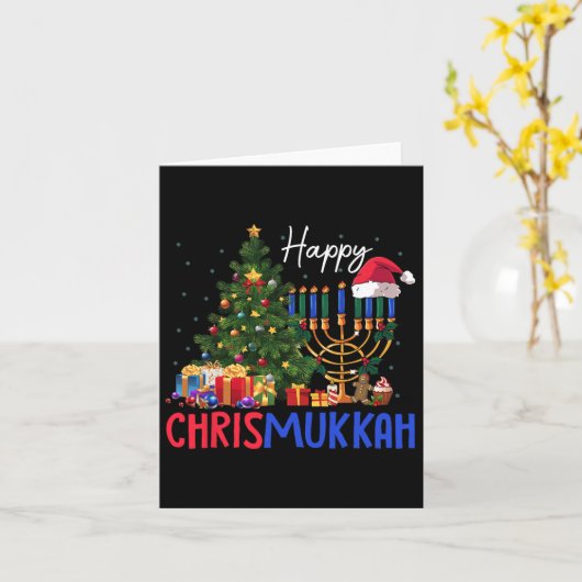 Merry Chrismukkah Happy Kersthanukkah Kaart (Gele Bloem)