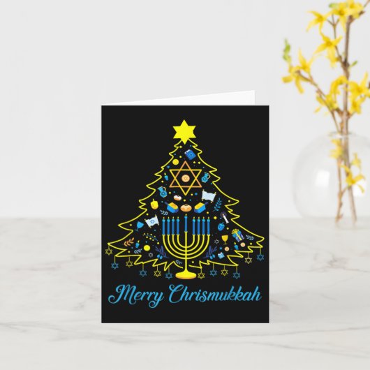 Merry Chrismukkah Happy Kersthanukkah Kaart (Gele Bloem)