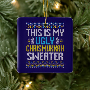 Merry Chrismukkah Happy Kersthanukkah Keramisch Ornament