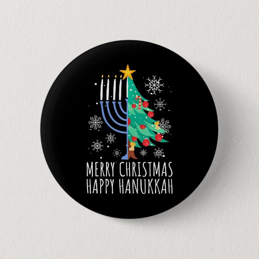 Merry Chrismukkah Happy Kersthanukkah Ronde Button 5,7 Cm (Voorkant)