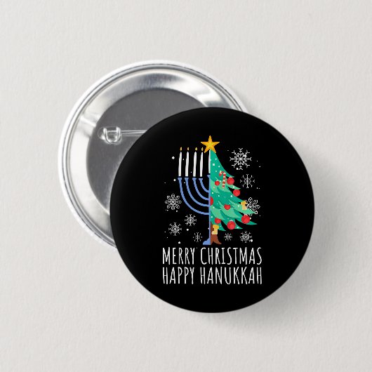 Merry Chrismukkah Happy Kersthanukkah Ronde Button 5,7 Cm (Voorkant /achterkant)