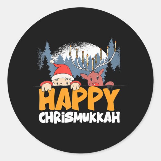 Merry Chrismukkah Happy Kersthanukkah Ronde Sticker (Voorkant)