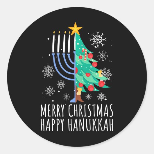 Merry Chrismukkah Happy Kersthanukkah Ronde Sticker (Voorkant)