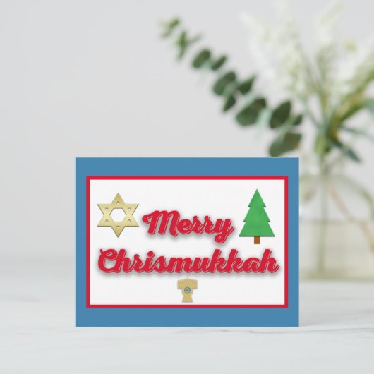 Merry Chrismukkah Interfaith Post Kaart (Staand voorkant)