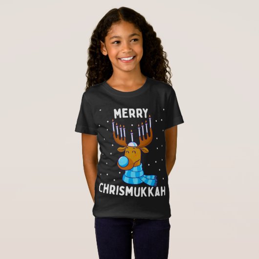 Merry Chrismukkah Jewish Kerstkerst Hanukkah Reind T-shirt (Voorkant volledig)