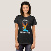 Merry Chrismukkah Jewish Kerstkerst Hanukkah Reind T-shirt (Voorkant volledig)