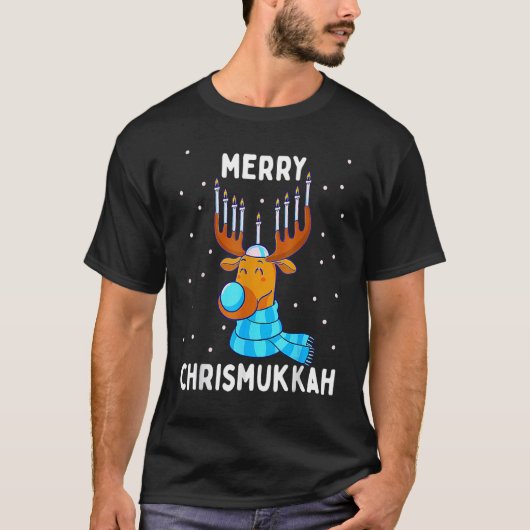 Merry Chrismukkah Jewish Kerstkerst Hanukkah Reind T-shirt (Voorkant)