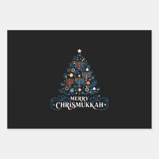 Merry Chrismukkah Joodse feestdag Chanoeka Inpakpapier Vel (Voorkant)