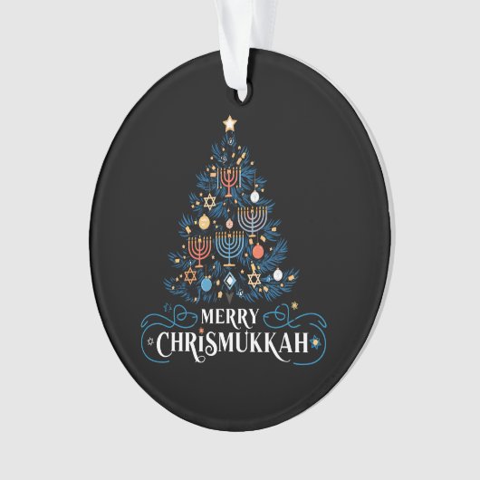 Merry Chrismukkah Joodse feestdag Chanoeka Ornament (voorkant)