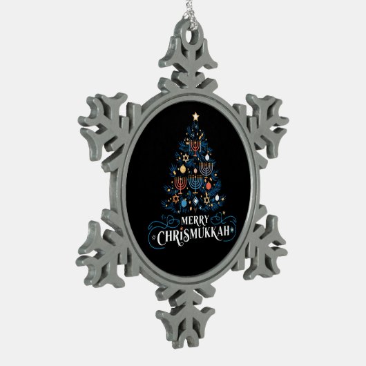 Merry Chrismukkah Joodse feestdag Chanoeka Tin Sneeuwvlok Ornament (Links)