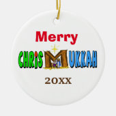 Merry Chrismukkah Manger Ornament past het aan! (Voorkant)