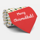 Merry Chrismukkah Menorah en kerstboom Stropdas (Opgerold)