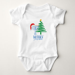 Merry Chrismukkah Menorah en Santa Baby Bodysuit