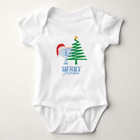 Merry Chrismukkah Menorah en Santa Baby Bodysuit (Voorkant)