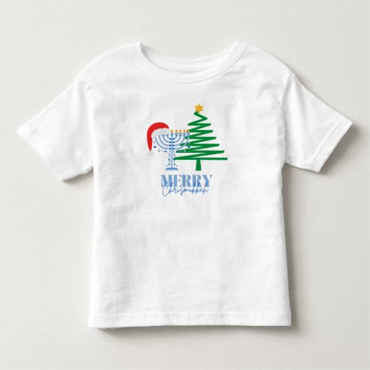 Merry Chrismukkah Menorah en Santa Toddler Shirt (Voorkant)