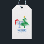 Merry Chrismukkah Menorah en Tree Gift Label Cadeaulabel<br><div class="desc">Merry Chrismukkah design</div>
