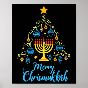 Merry Chrismukkah Menorah Kerstboom Chanoeka Poster