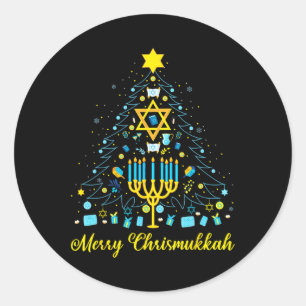 Merry Chrismukkah Menorah Kerstboom Chanoeka Ronde Sticker